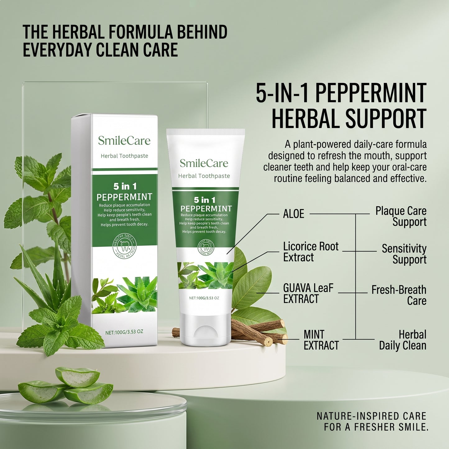5-in-1 Peppermint Herbal Toothpaste
