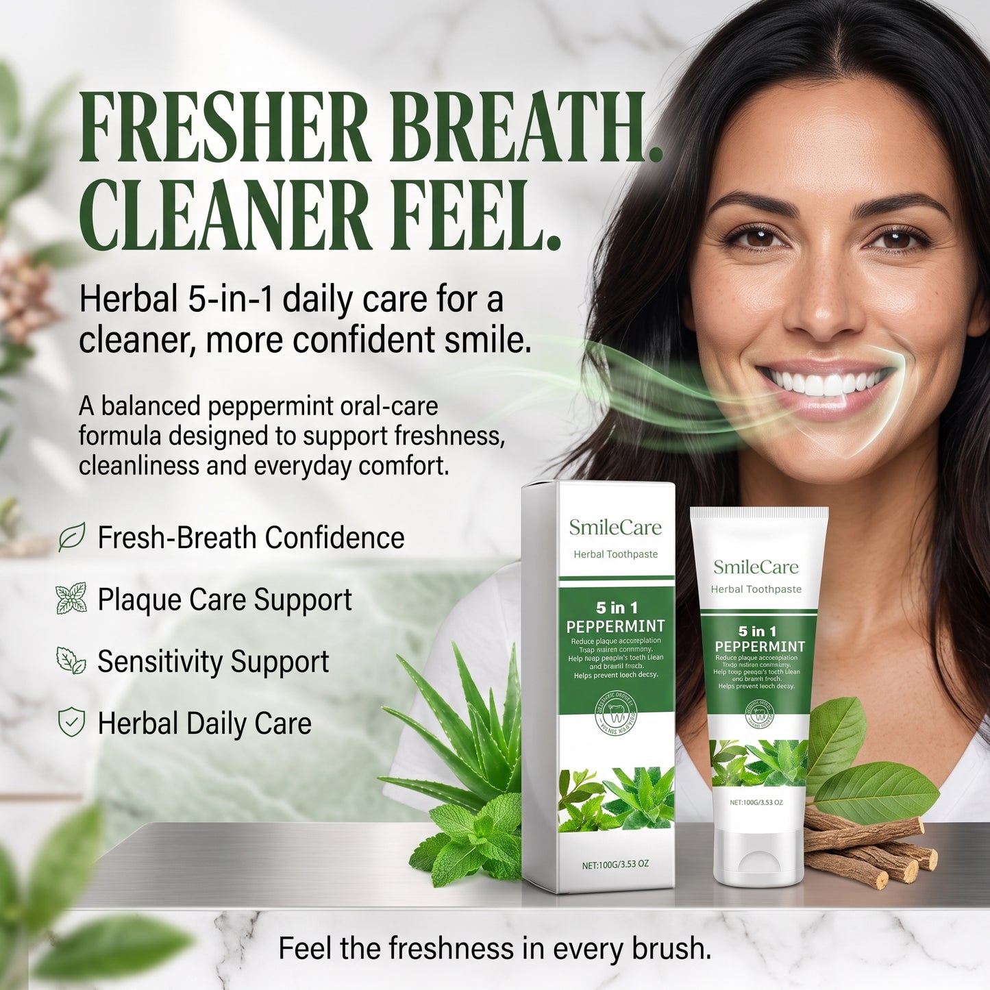 5-in-1 Peppermint Herbal Toothpaste